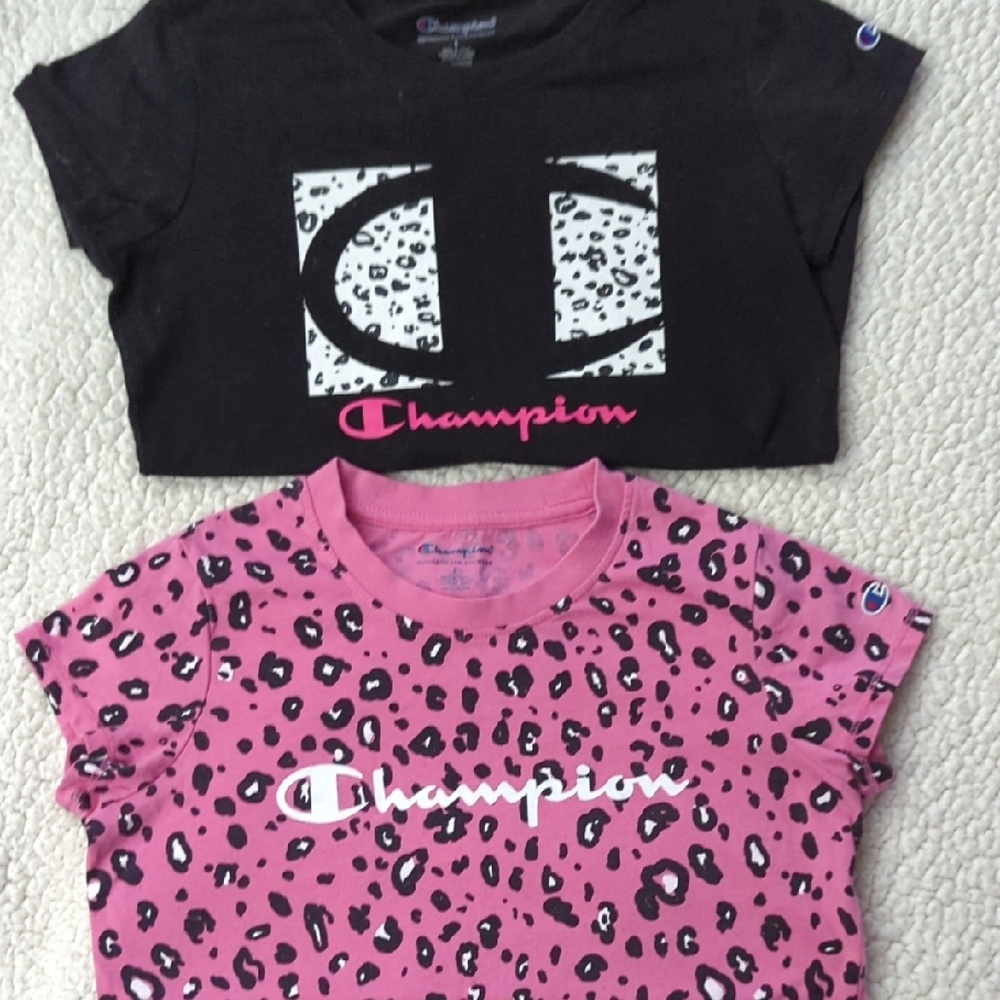 Champion Black and Pink Short Sleeve Tees with Iconic Logo